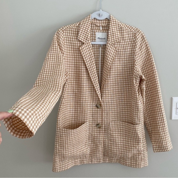 Madewell Linen Dorset Blazer in Gingham Check Plaid size S - Picture 7 of 15